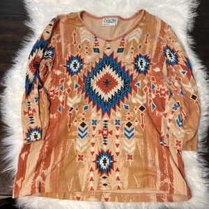 Women’s southwest print 3/4 tee - size M